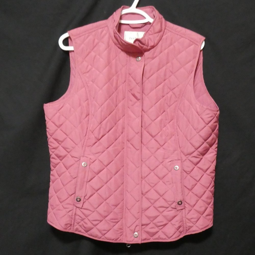 VAN HEUSEN | large | Zip-Up Quilted Vest With Pockets | Fleece Lining